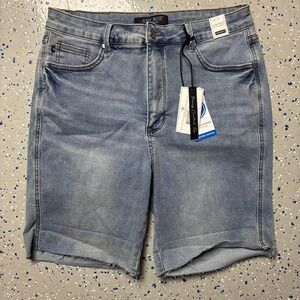 NWT Judy Blue High Waist Tummy Control Blue Denim Cutoff Womans XL (31w) Faded